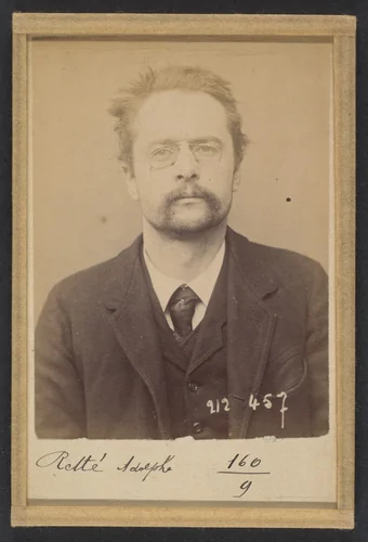 Retté. Adolphe. 30 ans, né à Paris IXe. Homme de lettre. Cris séditieux. 21/1/94. by Alphonse Bertillon, photograph, 1894