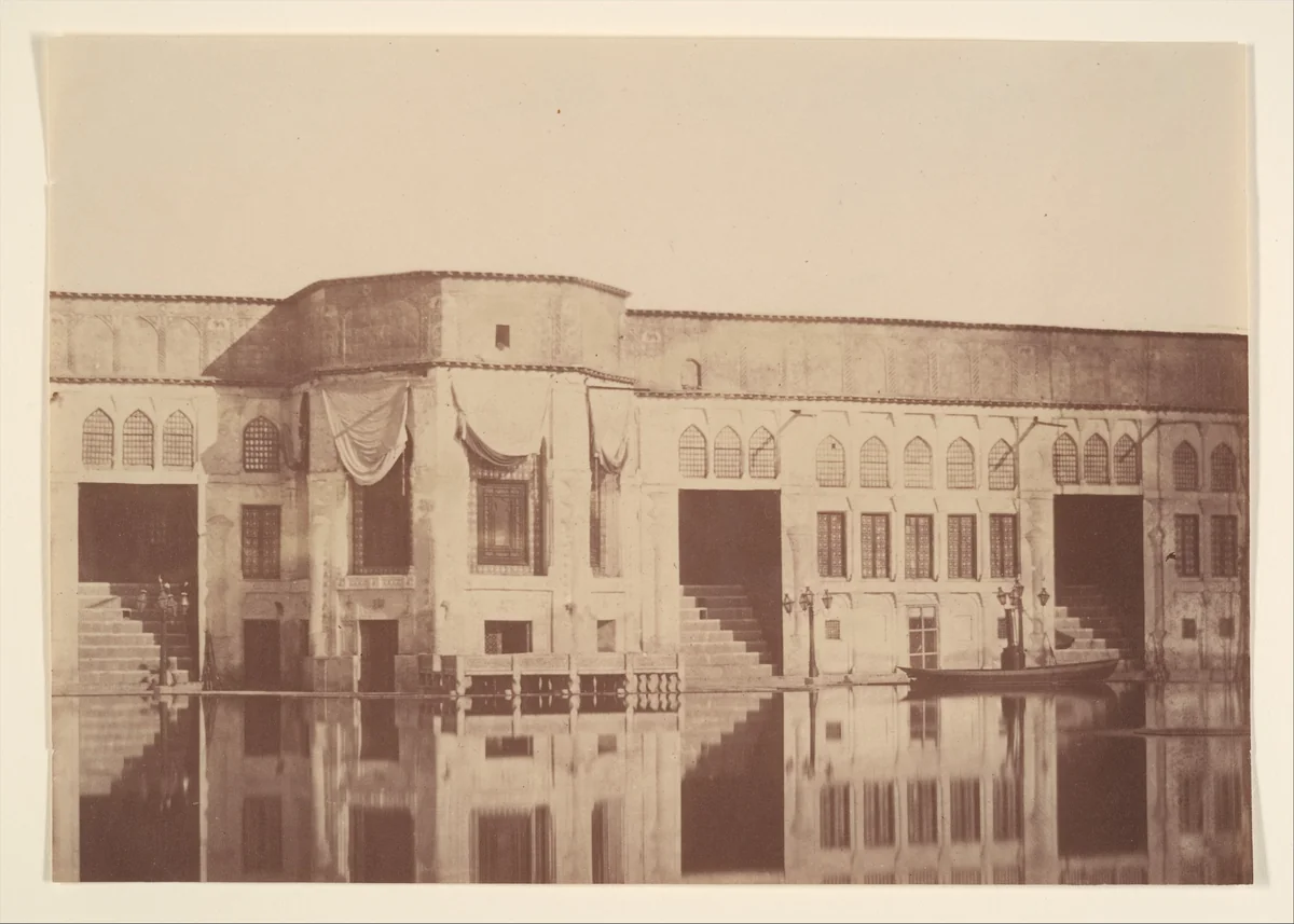 [Summer residence (Qasr) of the Shah, Emarat-e xoruji, Teheran, Iran] by Luigi Pesce, photograph, 1840-1869