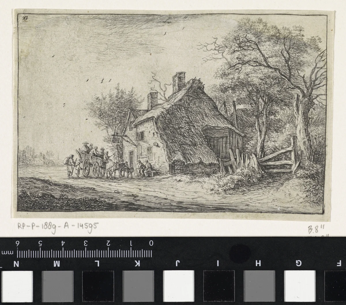 Reizigers bij een herberg by Anthonie Waterloo, print, 1630-1663