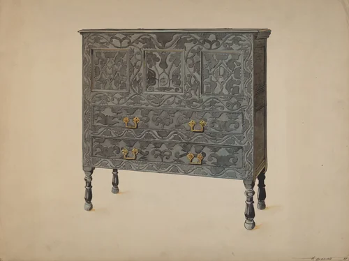 Hadley Chest (Hartford type) by Harold Merriam, index of american design, 1937