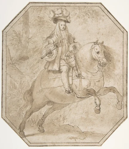 Charles II of Spain on Horseback by Matías de Torres, drawing, 1655-1693