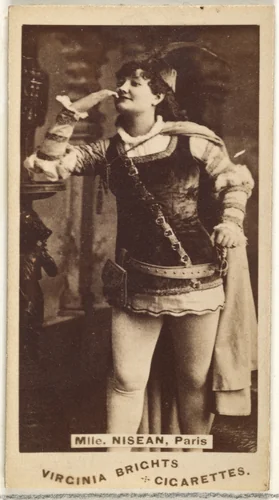 Mlle. Nisean, Paris, from the Actors and Actresses series (N45, Type 1) for Virginia Brights Cigarettes by Allen & Ginter, photograph, 1885-1891