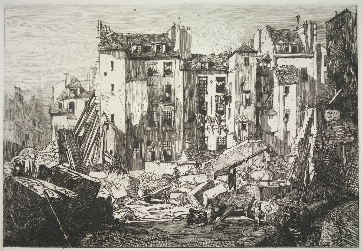 Demolition for the Openning of the Rue des Écoles by Maxime Lalanne, print, 1862