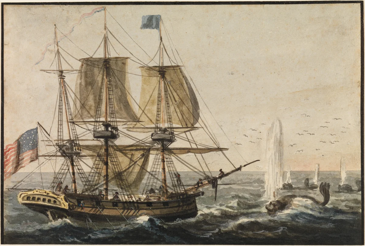 Replenishing the Ship's Larder with Codfish off the Newfoundland Coast by Pavel Svinin, artwork, 1811-1816