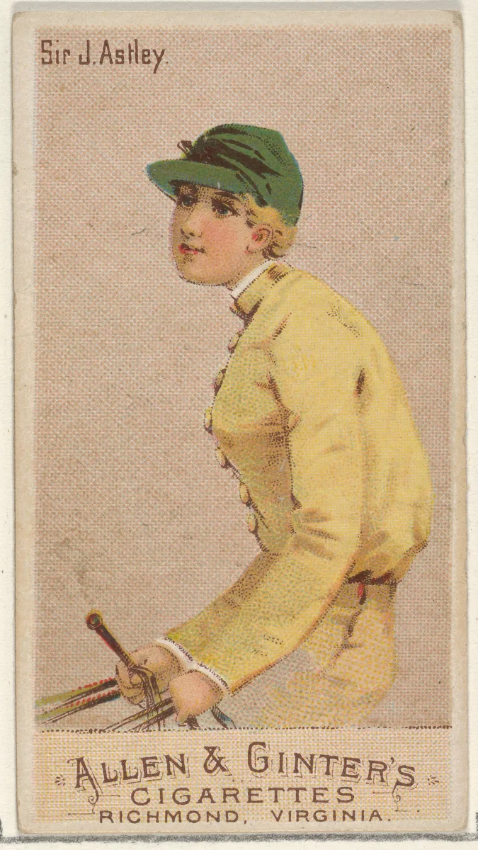 Sir J. Astley, from the Racing Colors of the World series (N22a) for Allen & Ginter Cigarettes by Allen & Ginter, print, 1888