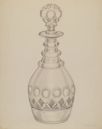 Decanter by Thomas Holloway, index of american design, 1937