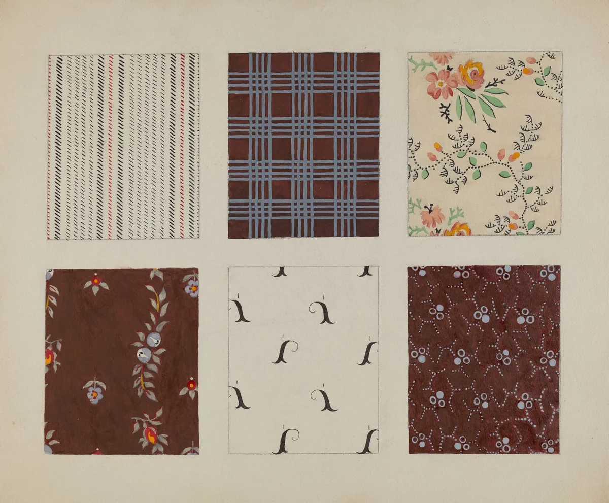 Materials from Quilt by Dorothy Posten, index of american design, 1937