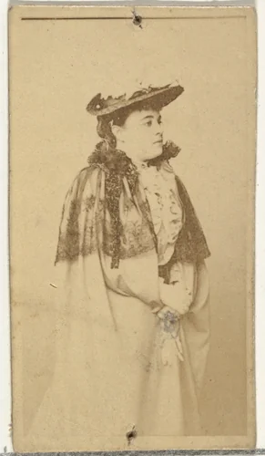 [Actress wearing cloak with lace details], from the Actors and Actresses series (N145-8) issued by Duke Sons & Co. to promote Duke Cigarettes by W. Duke, Sons & Co., photograph, 1890-1895