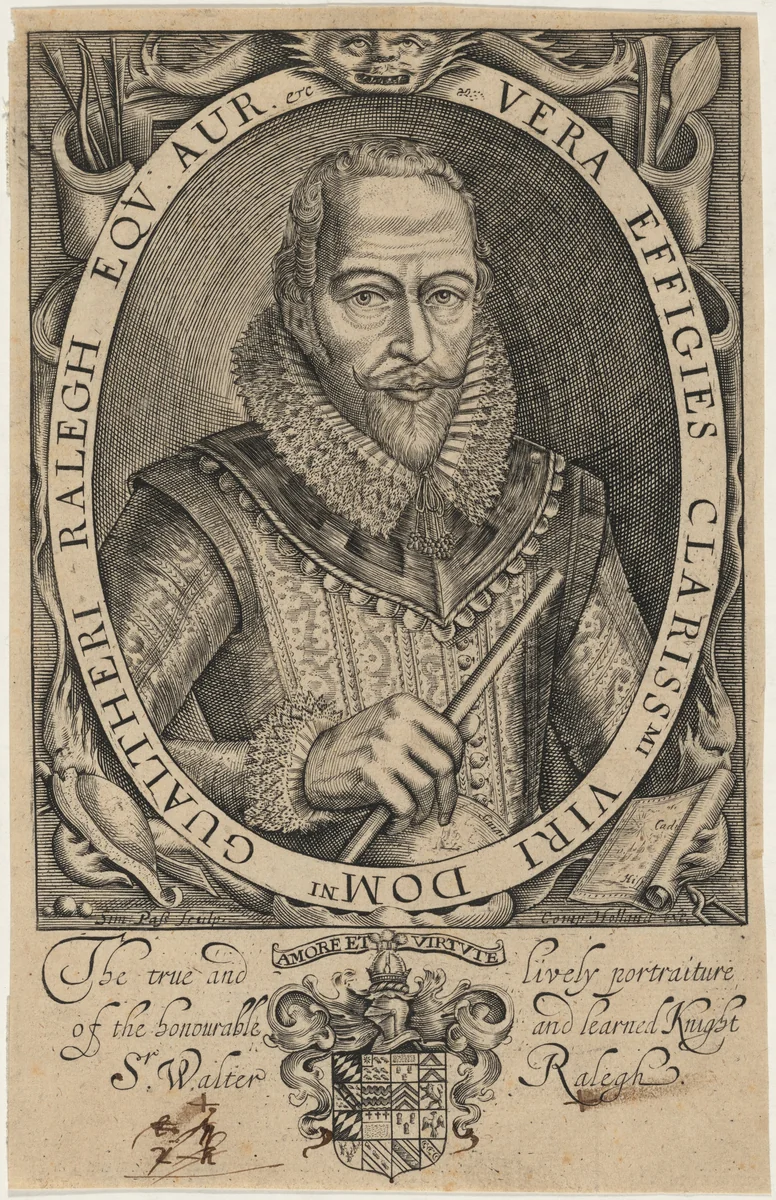 Sir Walter Raleigh by Simon van de Passe, print, 1634