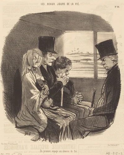Un Premier voyage en chemin de fer by Honoré Daumier, print, 1846