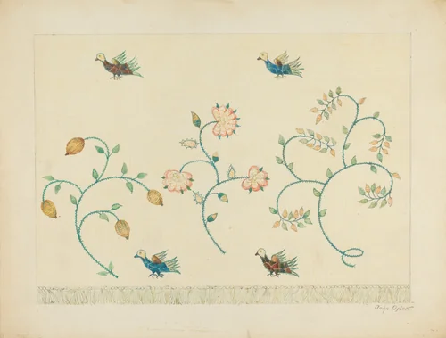 Set of Crewel Embroidered Bed Curtains by John Oster, index of american design, 1939