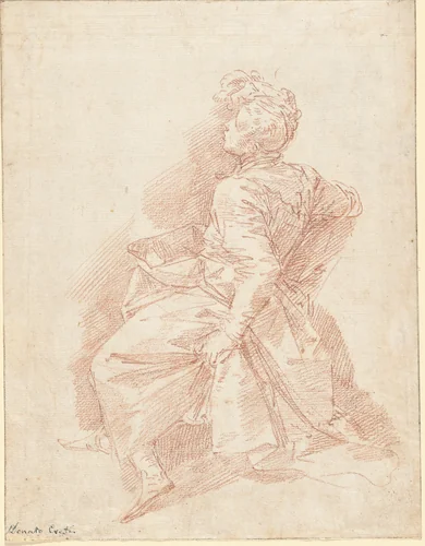 A Seated Man by Donato Creti, drawing, 1706-1716