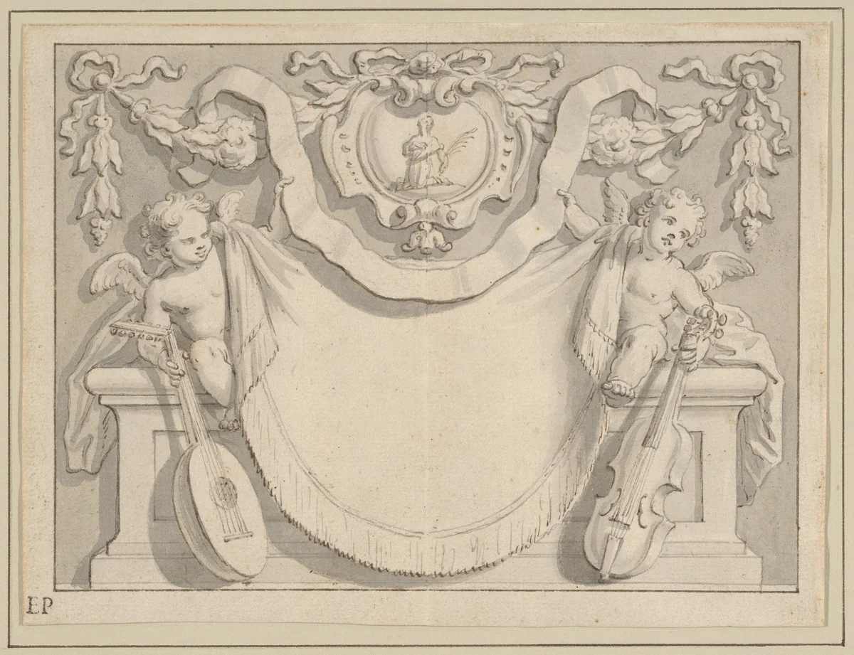 Design for a Cartouche by anonymous, drawing, 1600-1699
