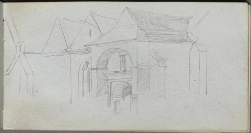Sketchbook, page 22: Architectural Study by Ernest Meissonier, book, 1860-1869