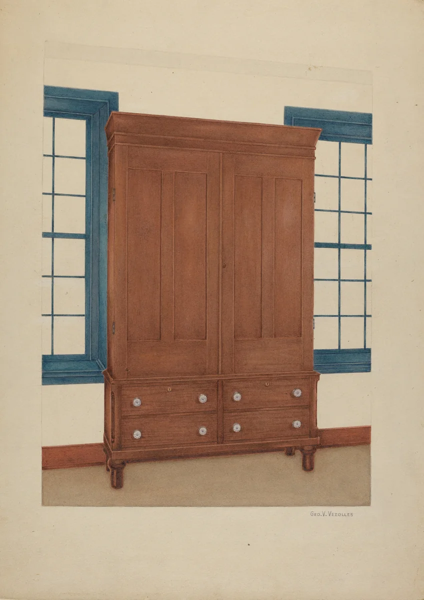 Shaker Cupboard by George V Vezolles, index of american design, 1938