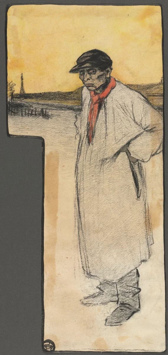 Design for a Book Illustration, Standing Male Figure by George Dupuis, drawing, 1895-1905