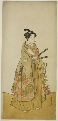 The Actor Ichikawa Monnosuke II as Kichisaburo, Temple Page of Kichijo-ji, in the Play Sono Kyodai Fuji no Sugatami, Performed at the Morita Theater in the Second Month, 1776 by Katsukawa Shunsho (勝川 春章), print, 1771-1781