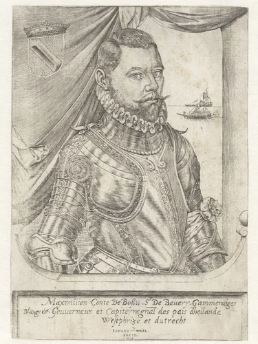 Portret van Maximiliaan de Hennin, graaf van Bossu by Unknown, print, 1573