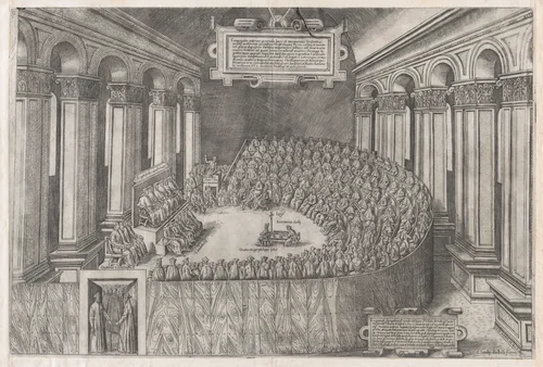 Council of Trent, from "Speculum Romanae Magnificentiae" by anonymous, print, 1565