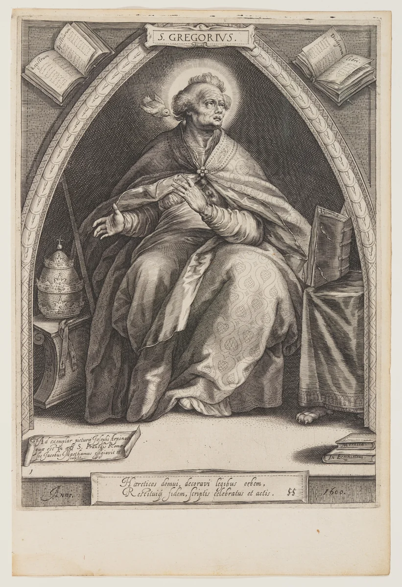 St Gregory, from The Fathers of the Church by Jacob Matham, print, 1600