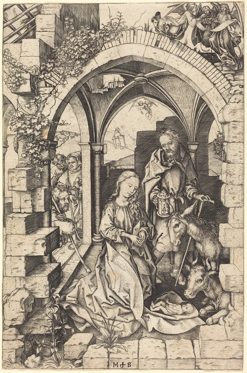 The Nativity by Martin Schongauer, print, 1470-1475