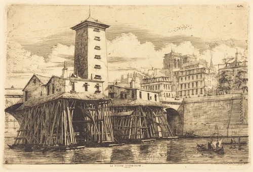 La Pompe Notre-Dame, Paris (The Notre-Dame Pump) by Charles Meryon; Auguste Delâtre, print, 1852