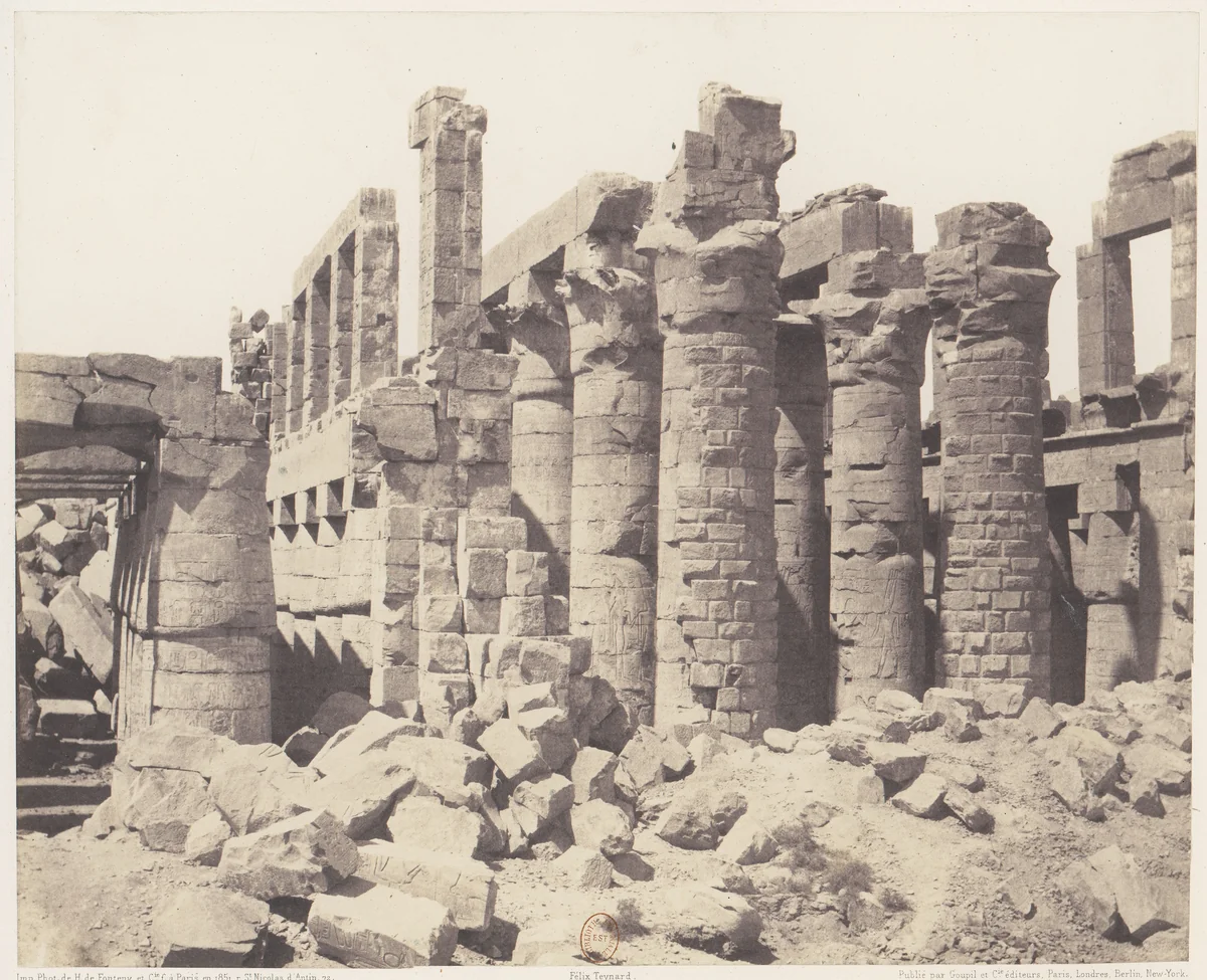 Karnak (Thèbes), Palais - Salle Hypostyle - Vue Générale Prise du Point Q by Félix Teynard, photograph, 1851-1852