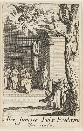 Death of Judas, plate fourteen from The Martyrdoms of the Apostles by Jacques Callot, print, 1612-1635