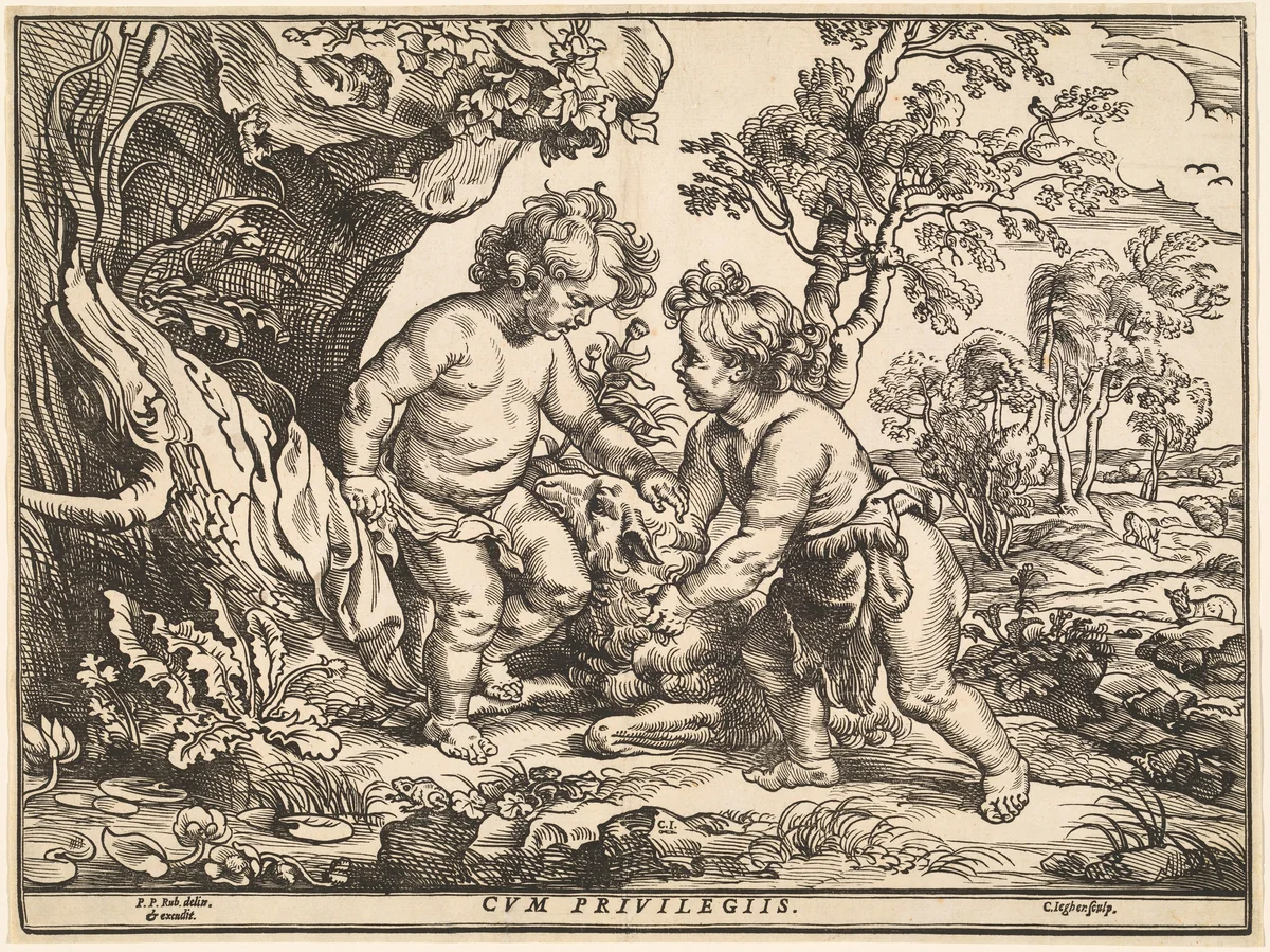 The Infant Christ and Saint John Playing with the Lamb by Christoffel Jegher
Peter Paul Rubens, print, 1632-1636