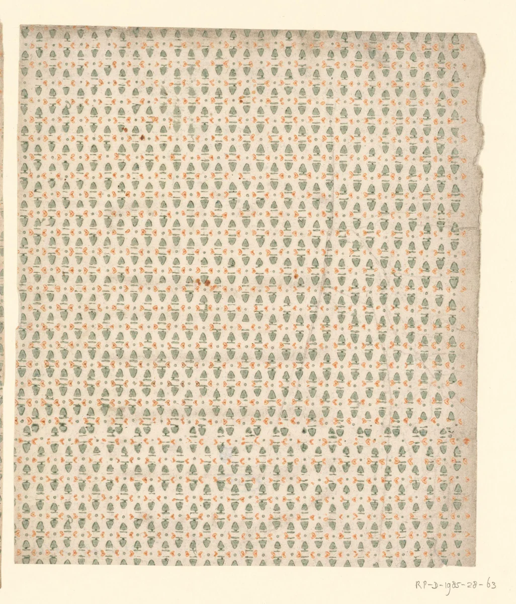 Blad met alternerend strooipatroon van driehoekjes by anonymous, other, 1750-1900