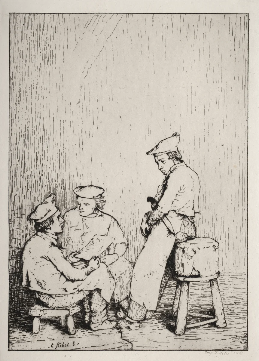 La Carte by Théodule Ribot, print, 1860-1875