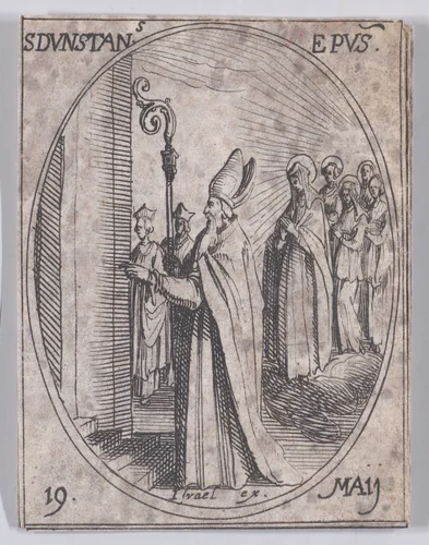 S. Dunstan, évêque (St. Dunstan, Bishop), May 19th, from "Les Images De Tous Les Saincts et Saintes de L'Année" (Images of All of the Saints and Religious Events of the Year) by Jacques Callot, print, 1636