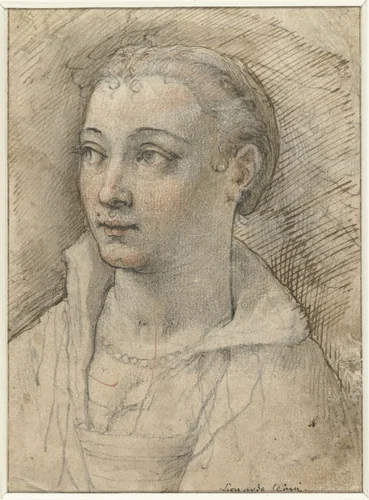 Portret van onbekende vrouw by Federico Zuccaro, drawing, 1550-1609