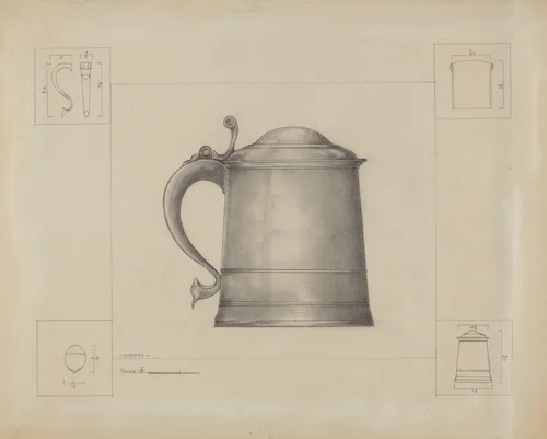 Pewter Tankard by Henry Meyers, index of american design, 1936