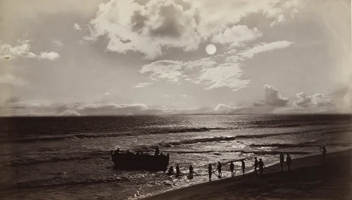 Return of a Coffee Launch by Moonlight, Champerico by Eadweard Muybridge, photograph, 1875