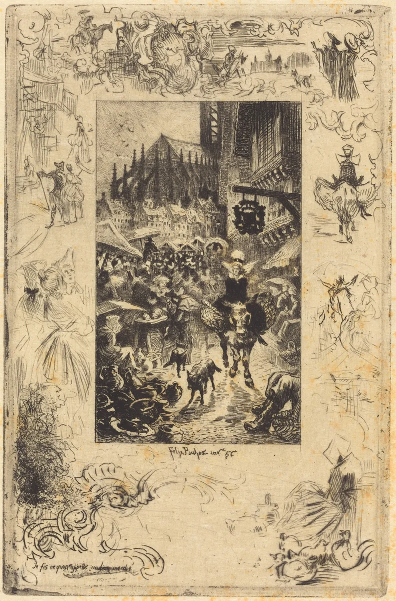 Je fis ce qu'on appelle un bon marché (I made what I would call a good bargain) by Félix-Hilaire Buhot, print, 1878