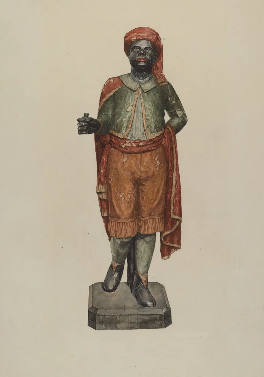 Cigar Store Figure - Blackamoor by Dorothy Handy, index of american design, 1938