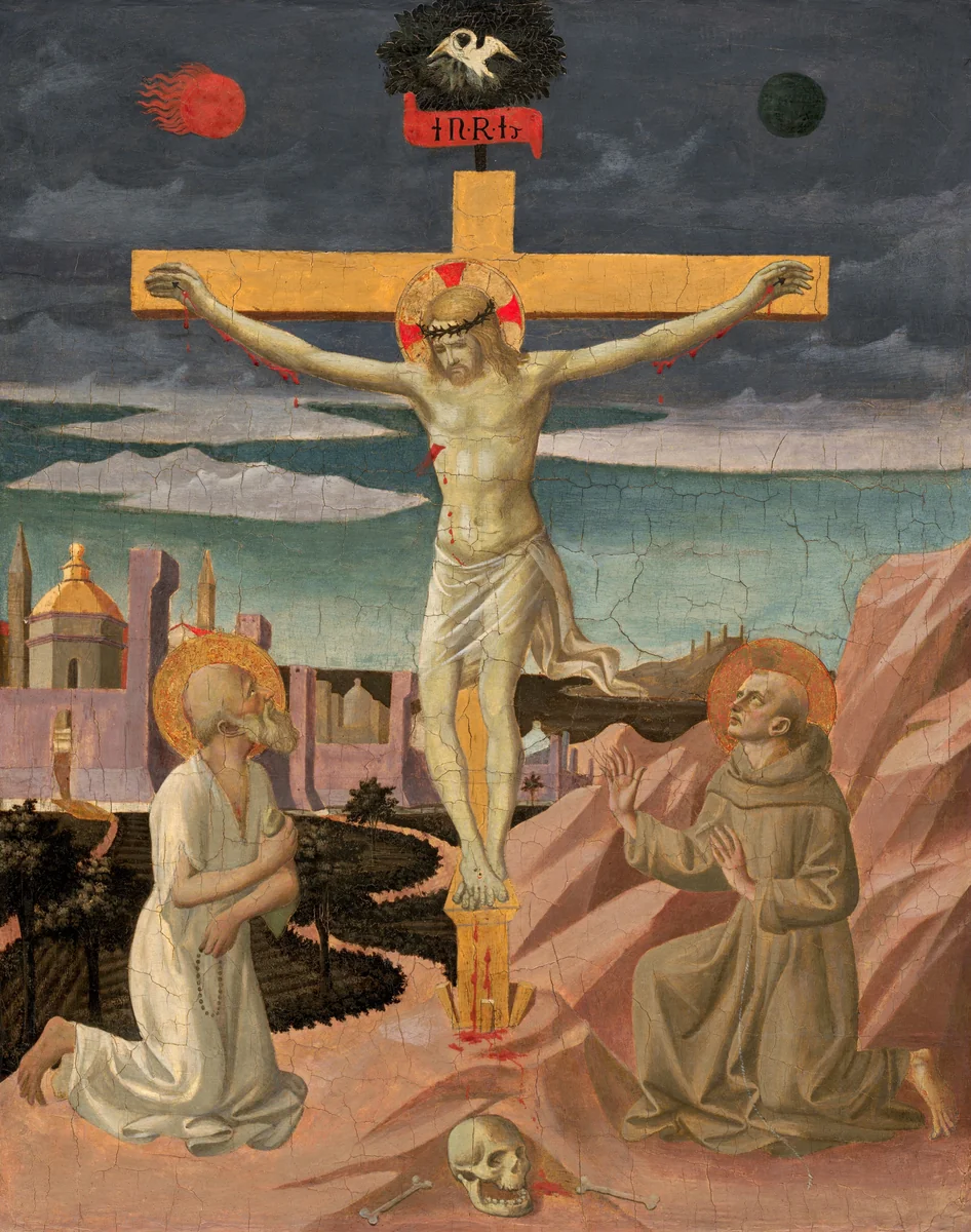 The Crucifixion with Saint Jerome and Saint Francis by Pesellino, painting, 1445-1450