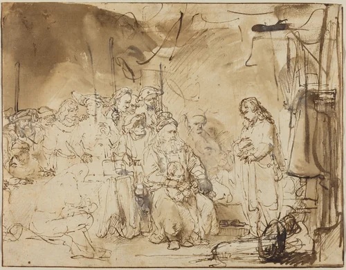 Joseph Recounting His Dreams by Rembrandt van Rijn, drawing, 1640-1644