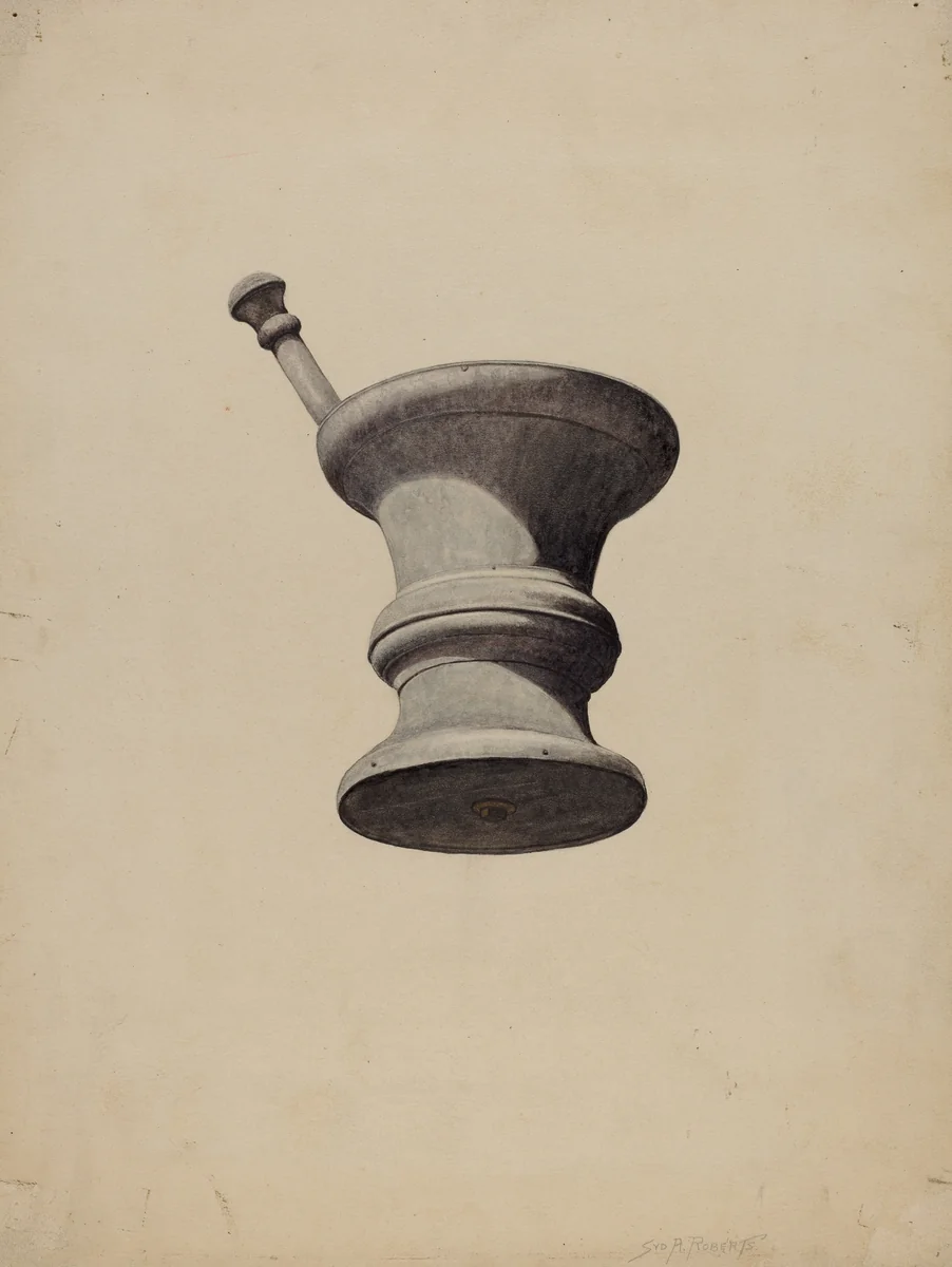 Mortar and Pestle Sign by Sydney Roberts, index of american design, 1939