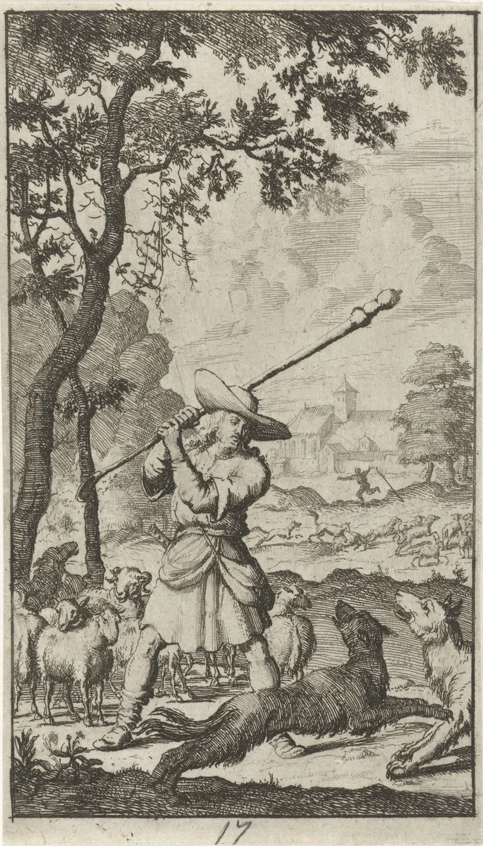 Christus als de Goede Herder by anonymous, print, 1681-1762