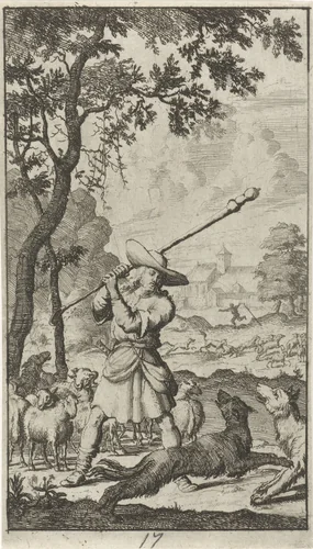 Christus als de Goede Herder by anonymous, print, 1681-1762