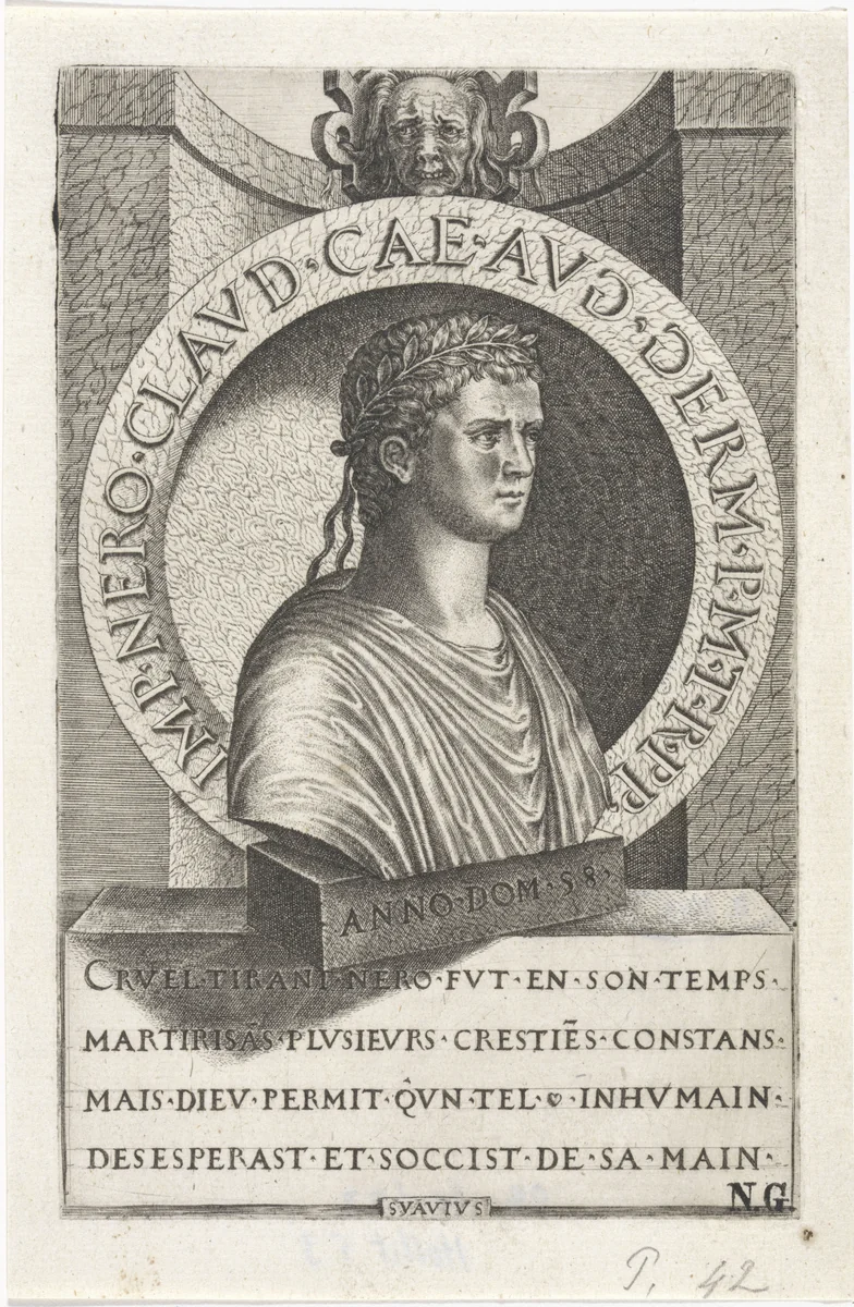 Buste van keizer Nero by Unknown, print, 1520-1567