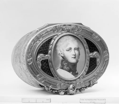 Snuffbox with miniature of Alexander I of Russia by Jean Georges, metalwork, 1763-1764