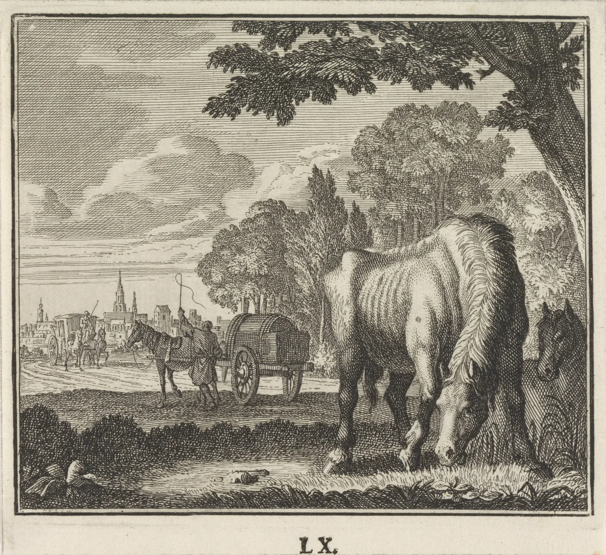 Embleem: paard by Caspar Luyken, print, 1700