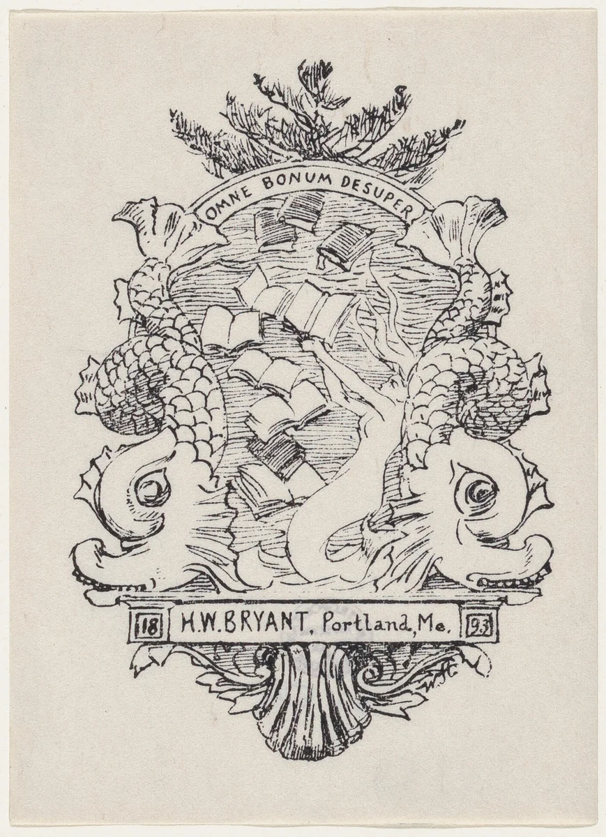 Bookplate for H. W. Bryant of Portland Maine by Winslow Homer, print, 1893
