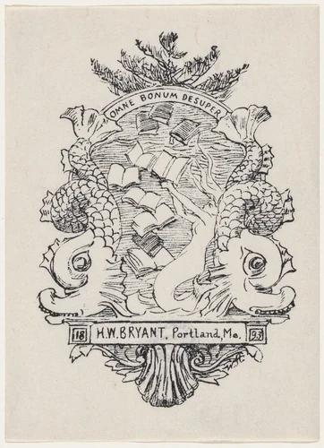 Bookplate for H. W. Bryant of Portland Maine by Winslow Homer, print, 1893