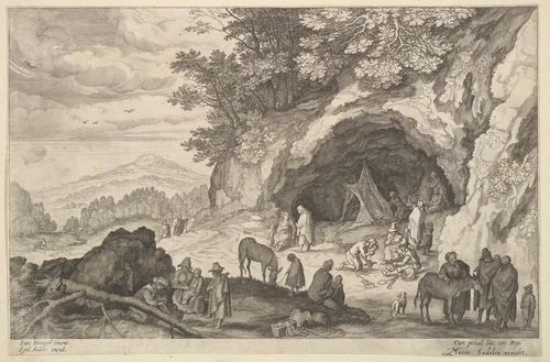 Landscape with Gypsy Camp by Aegidius Sadeler II, print, 1568-1629
