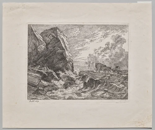 Norwegian Seacoast During a Storm by Johan Christian Clausen Dahl, print, 1819