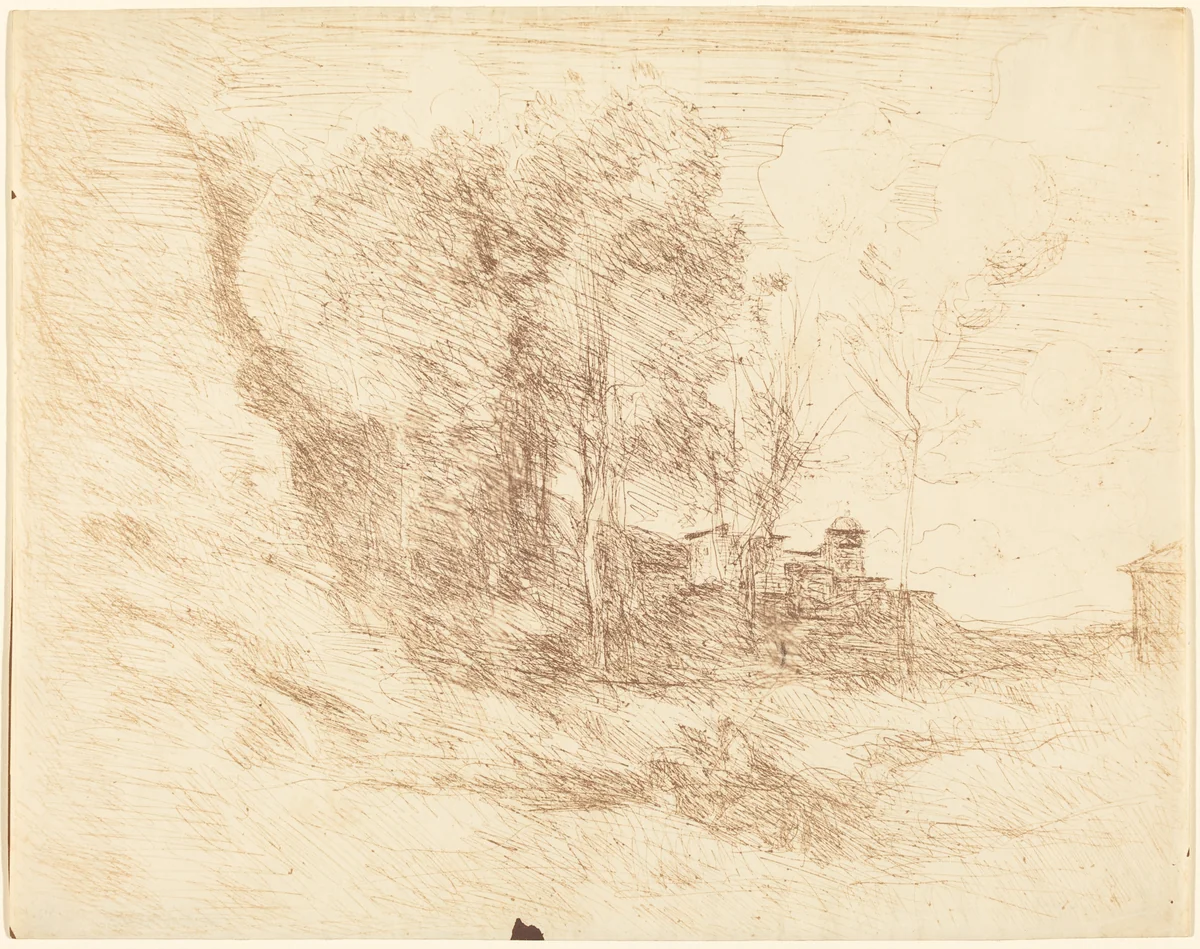 Souvenir of Ostia (Souvenir d'Ostie) by Jean-Baptiste-Camille Corot, print, 1855